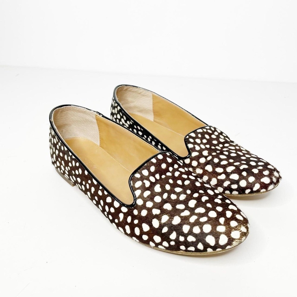 J. Crew Womens Cora Black Leopard Calf Hair Loafers NWT